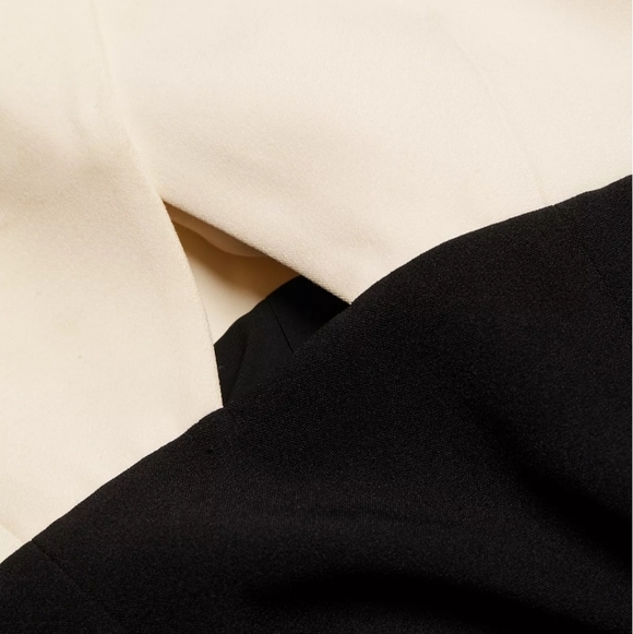 New Toccin Audrey Crossover Colorblock Ivory/Jet Sheath Cocktail Dress Size 12 - Picture 6 of 9